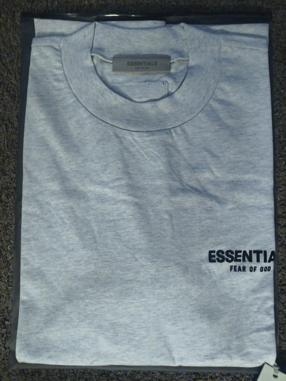 Fear Of God Essentials Heather Gray Crewneck Tee(Light Oatmeal)